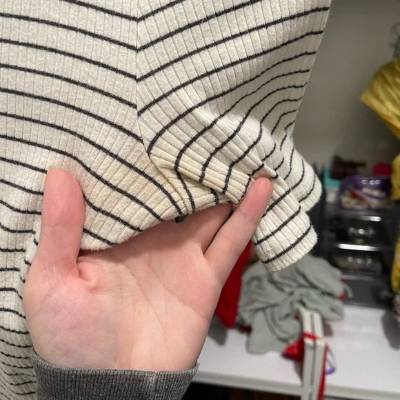 Wild fable cropped spandex top black and white stripe high neck mock neck - Picture 3 of 4